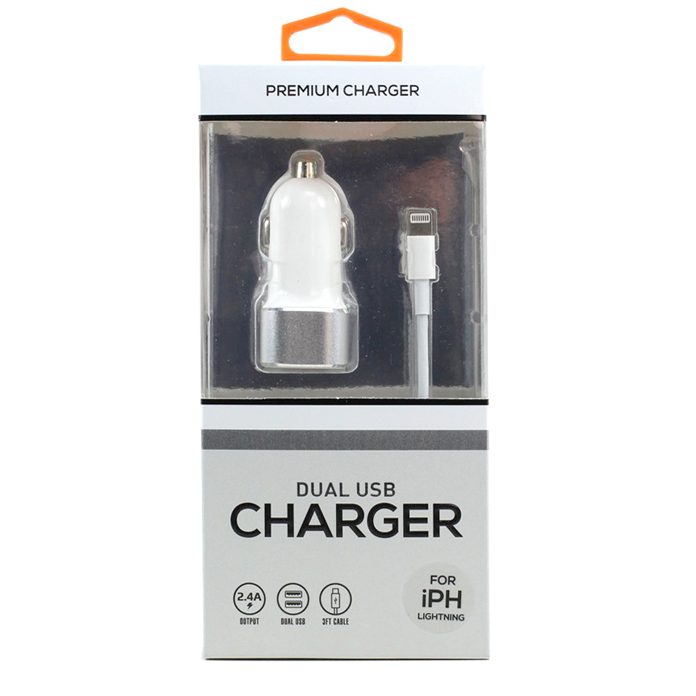 IOS Lightning iPhone, iPad, Airpods 2.4A Dual 2 Port Car Vehicle CHARGER ''''